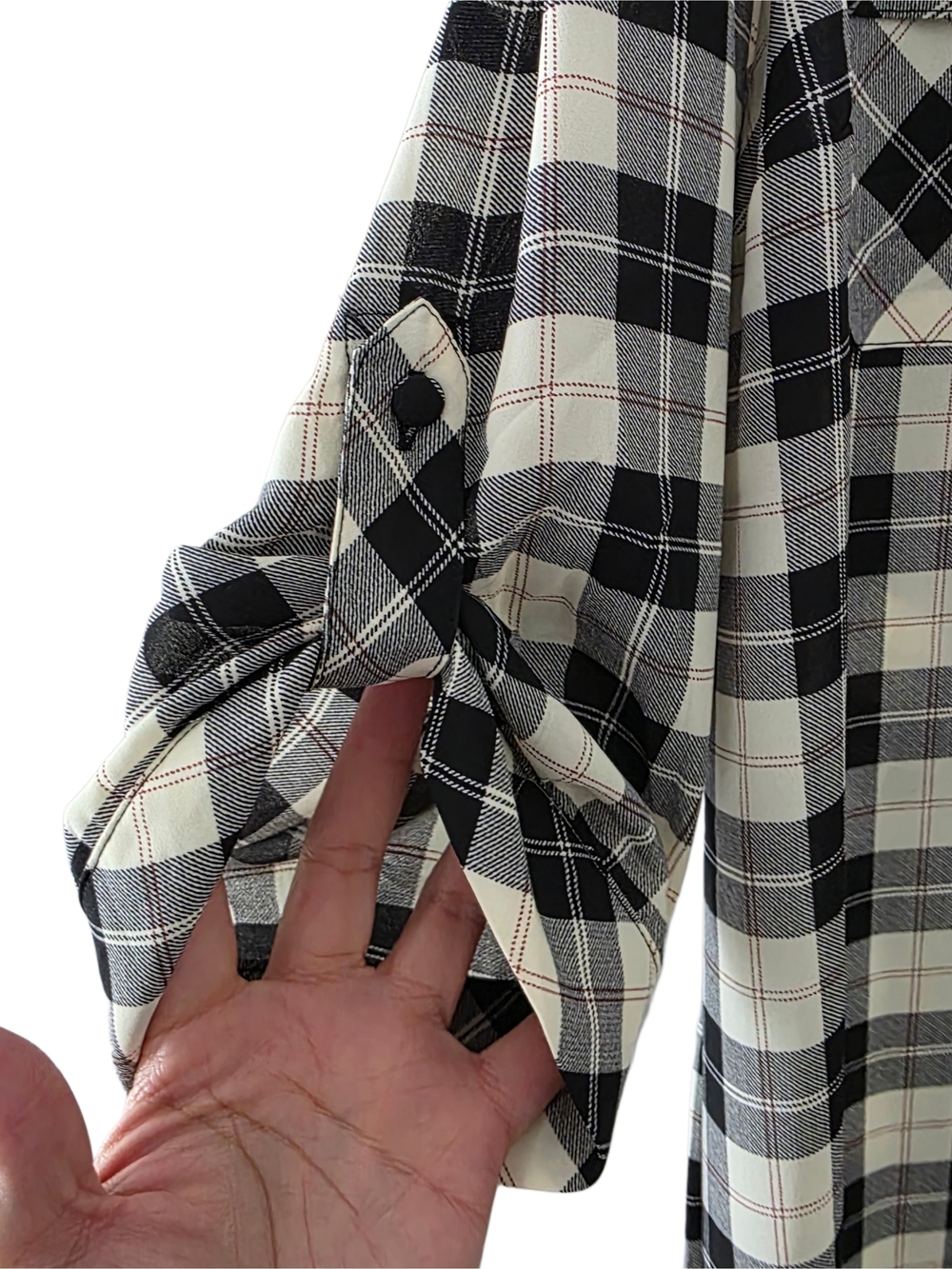 Torrid The Harper Black and Cream Plaid Tunic Blouse NWT - Picture 5 of 7